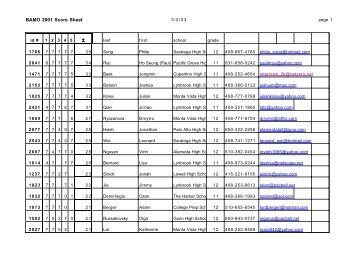 BAMO 2001 Score Sheet - Berkeley Math Circle