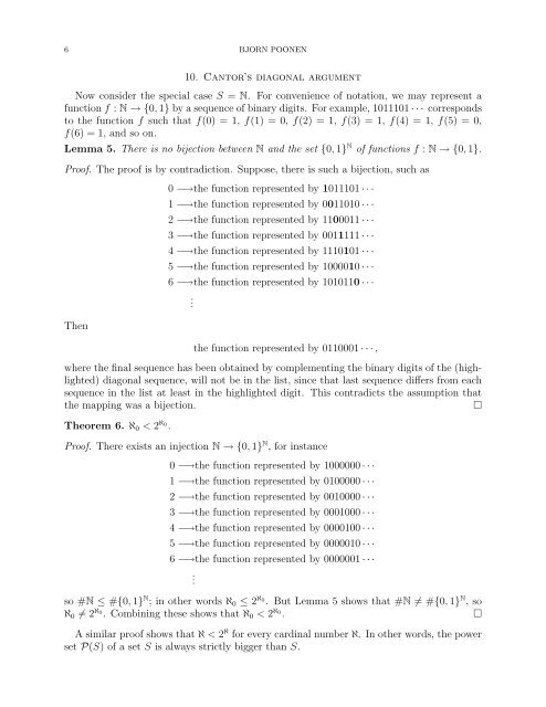 INFINITY: CARDINAL NUMBERS 1. Some terminology of set theory ...