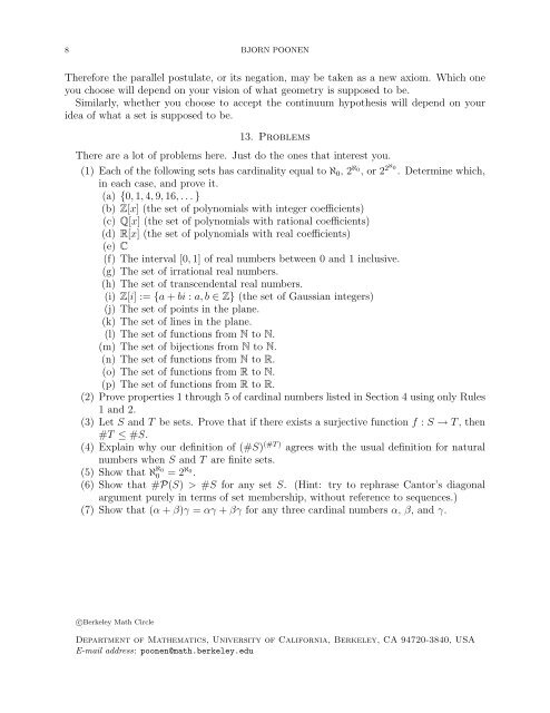 INFINITY: CARDINAL NUMBERS 1. Some terminology of set theory ...