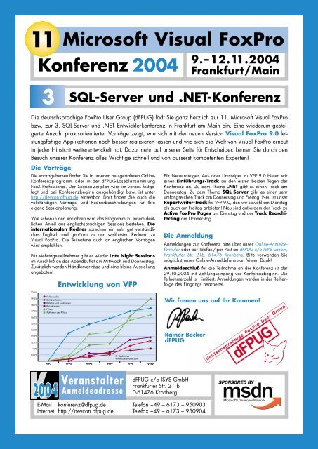 11. Visual FoxPro Entwicklerkonferenz Kurzprogramm - dFPUG-Portal