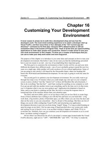 Chapter 16 Customizing Your Development ... - dFPUG-Portal