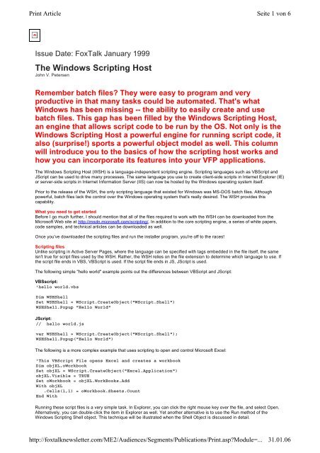 The Windows Scripting Host - dFPUG-Portal