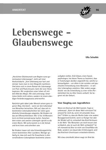 Lebenswege - Glaubenswege - Wörnersberger Anker