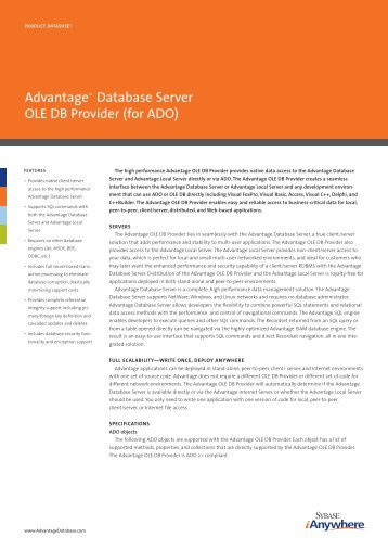 Advantage™ Database Server OLE DB Provider (for ... - dFPUG-Portal