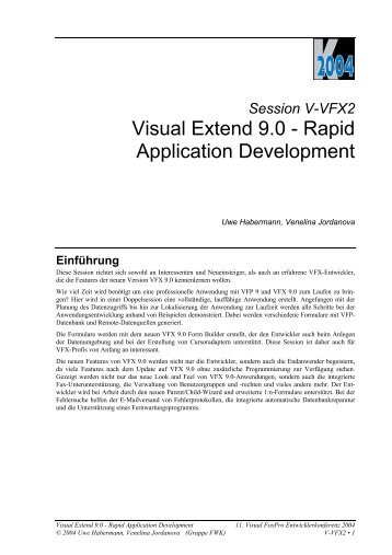 Visual Extend 9.0 - Rapid Application Development - dFPUG-Portal