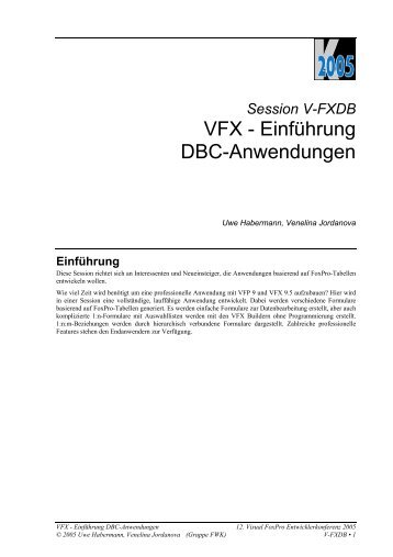 VFX - Einführung DBC-Anwendungen - dFPUG-Portal
