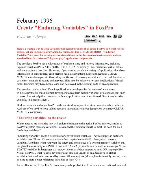 Enduring Variables - dFPUG-Portal