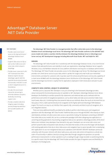 Advantage™ Database Server .NET Data Provider - dFPUG-Portal