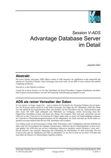Advantage Database Server im Detail - dFPUG-Portal