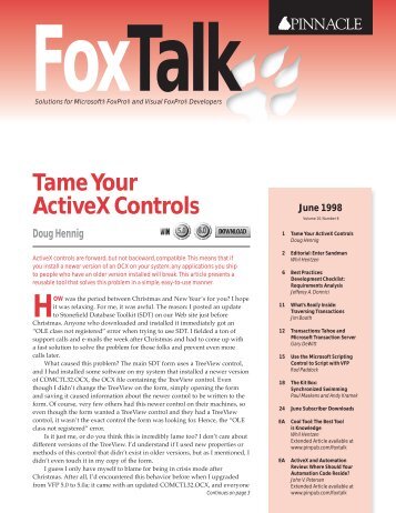 Tame Your ActiveX Controls Doug Hennig - dFPUG-Portal