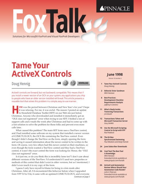 Tame Your ActiveX Controls Doug Hennig - dFPUG-Portal