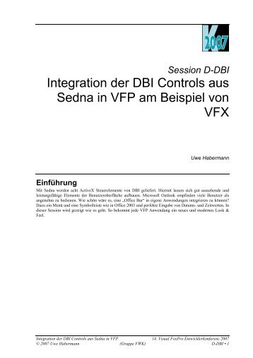 Integration der DBI Controls aus Sedna in VFP am ... - dFPUG-Portal