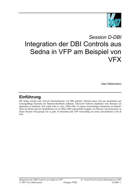 Integration der DBI Controls aus Sedna in VFP am ... - dFPUG-Portal