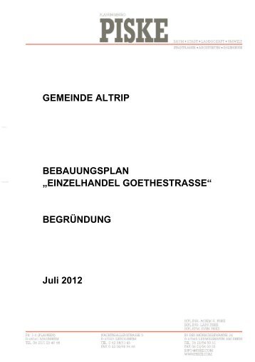 Bebauungsplan "Einzelhandel Goethestraße" - Altrip