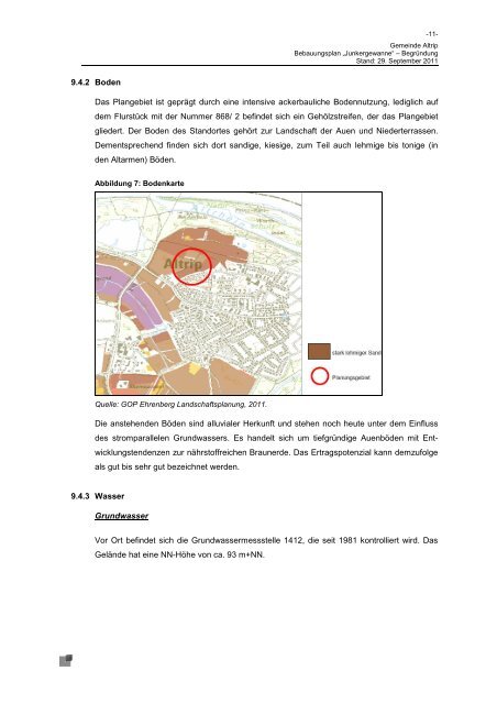 Bebauungsplan Junkergewanne - Altrip