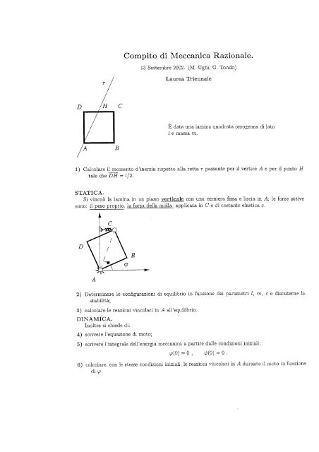 Compito di Meccanica Razionale. - Dinmats