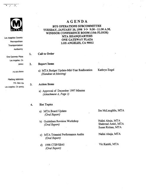 BOS Agenda/Minutes - January 20, 1998