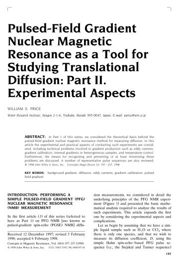 Pulsed-field gradient nuclear magnetic resonance as a tool for ...