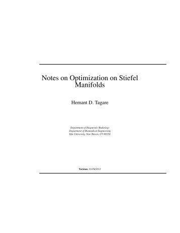 Notes on Optimization on Stiefel Manifolds - Yale University