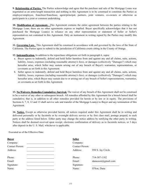 STANDARD LOAN PURCHASE AND SALE AGREEMENT