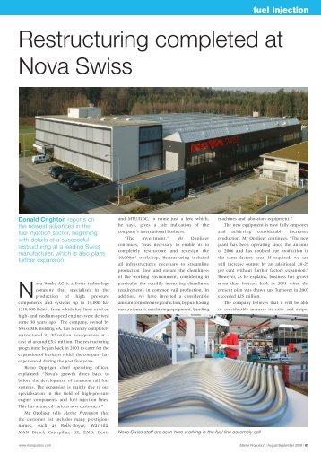 Restructuring completed at Nova Swiss - Nova Werke AG