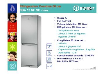 Réfrigérateur Combiné 60 cm NBA 13 NF NX - Inox
