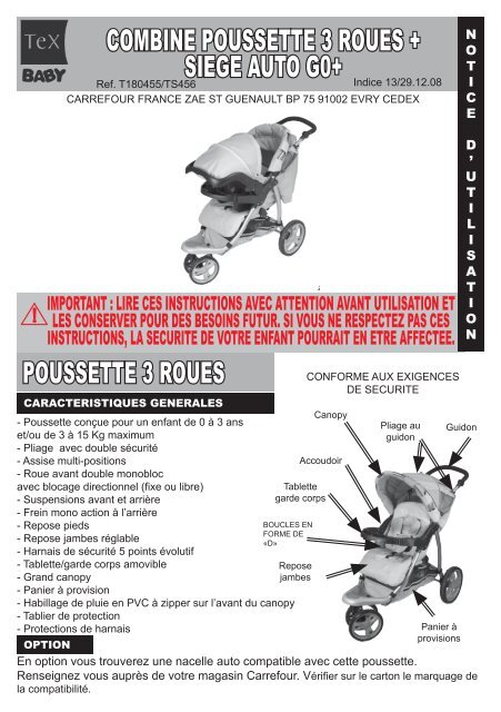 NOTICE COMBINE 3 ROUES TEX INDICE 13.indd - Carrefour.fr