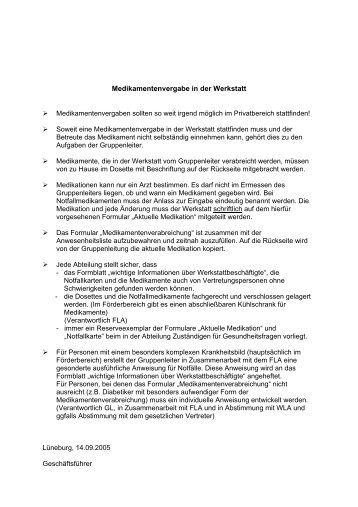 Medikamentenvergabe in der Werkstatt - aktionbildung