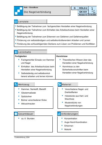 Die Nagelverbindung - aktionbildung