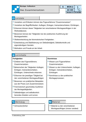 Zusammensetzen - aktionbildung