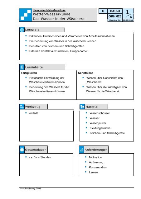 Wasser in der Wäscherei - aktionbildung