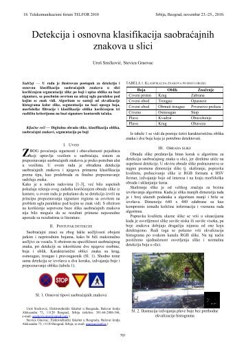 Detekcija i osnovna klasifikacija saobraćajnih znakova u slici - 18 ...