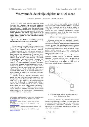 Verovatnoća detekcije objekta na slici scene - Telfor 2010