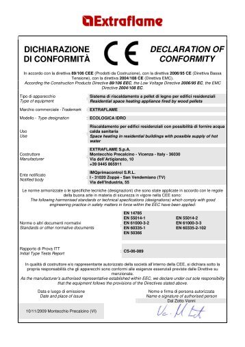 dichiarazione di conformità declaration of conformity - Narvells