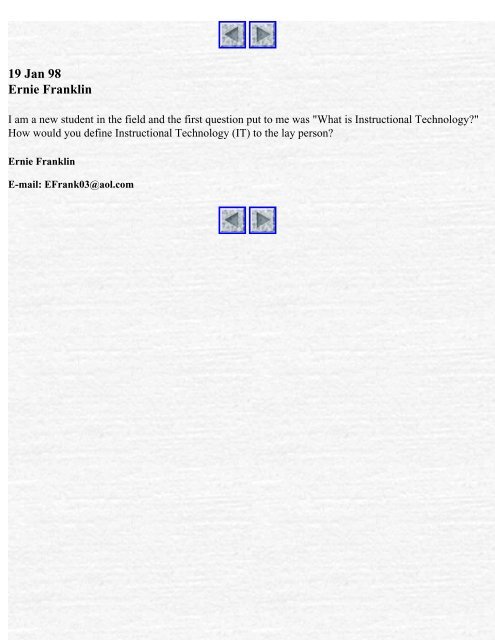 21 Jan 98 Ernie Franklin - Instructional Technology Forum ...