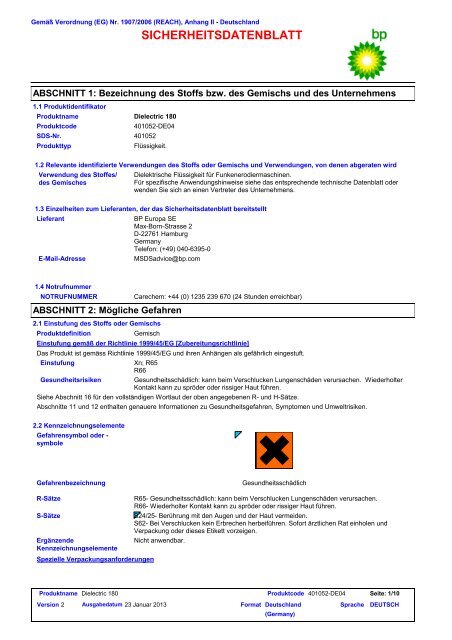 SICHERHEITSDATENBLATT - BP - PDS & MSDS Search