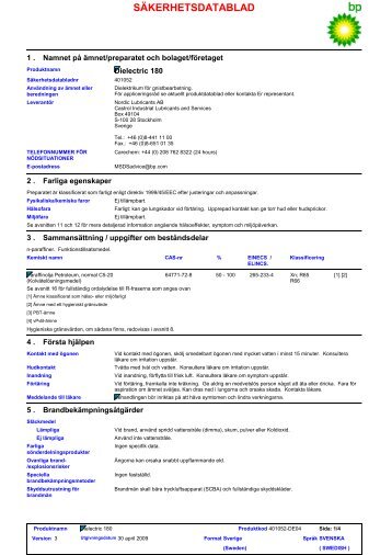 SÄKERHETSDATABLAD - BP - PDS & MSDS Search