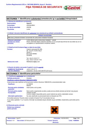 FIŞA TEHNICĂ DE SECURITATE - BP - PDS & MSDS Search