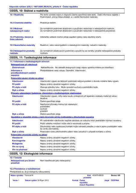 BEZPEČNOSTNÍ LIST - BP - PDS & MSDS Search