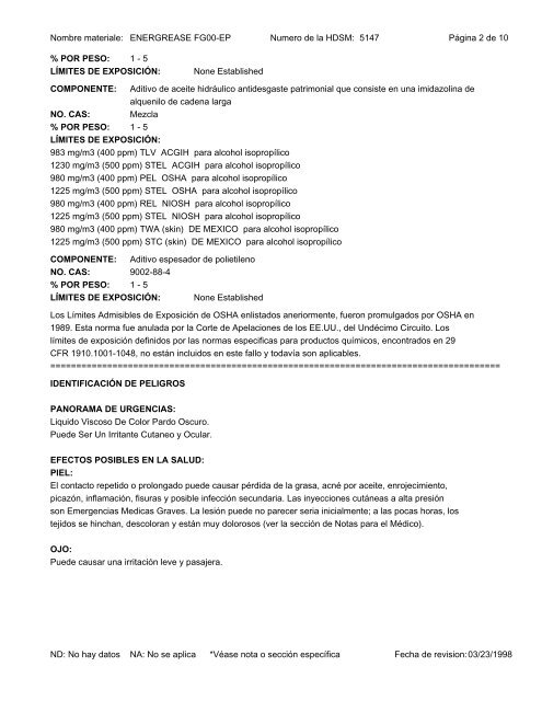 hoja de datos de seguridad de materiales - BP - PDS & MSDS Search