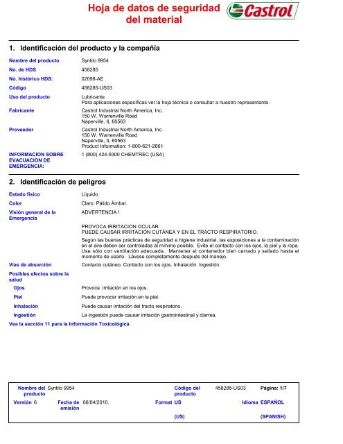 Hoja de datos de seguridad del material - BP - PDS & MSDS Search