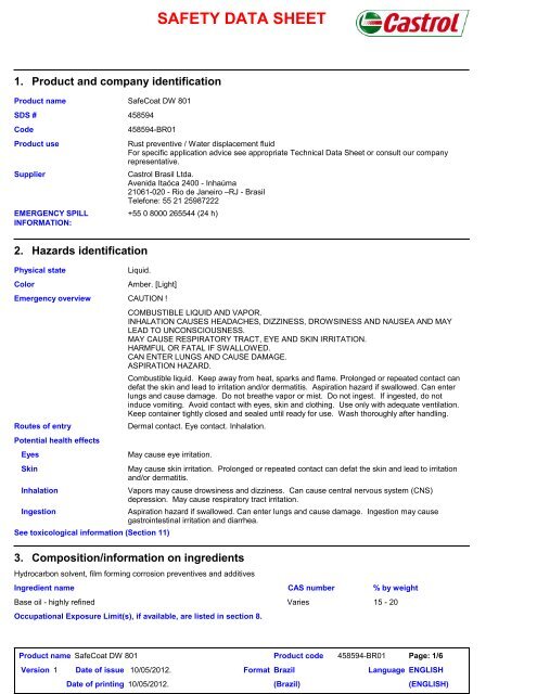 (US)154404SafeCoat DW 801.pdf - BP - PDS & MSDS Search