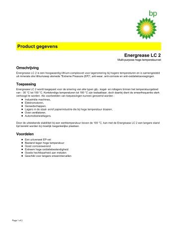 Product gegevens Energrease LC 2 - BP - PDS & MSDS Search
