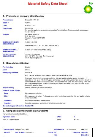 Energol IC-HFX 404 - BP - PDS & MSDS Search