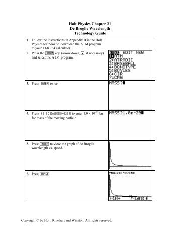 Holt Physics Chapter 21 De Broglie Wavelength Technology Guide