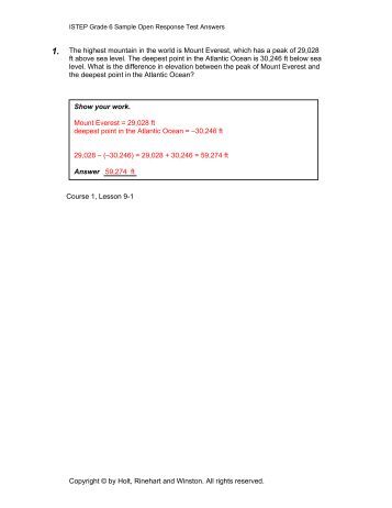 Math Mammoth EndofYear Test, Grade 6, Answer Key