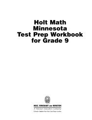 Holt Math Minnesota Test Prep Workbook for Grade 9