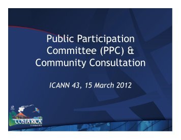 Public Participation Committee (PPC) & Community Consultation