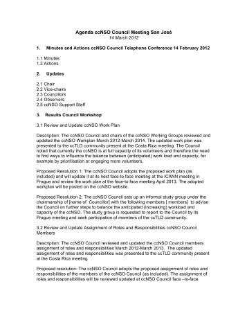 Agenda ccNSO Council Meeting San José - Costa Rica - icann