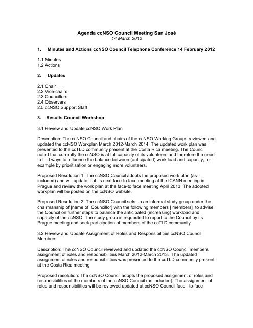 Agenda ccNSO Council Meeting San José - Costa Rica - icann